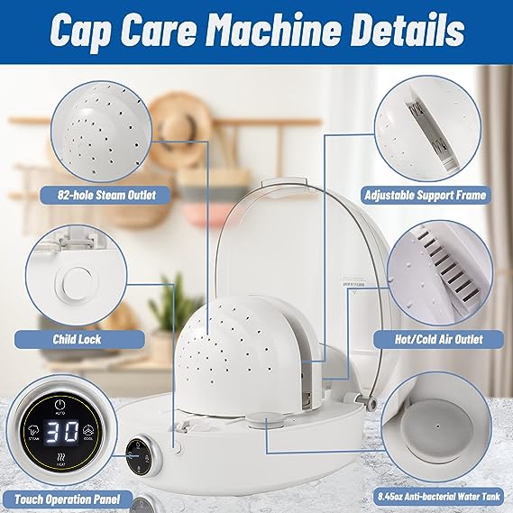 Automatic cap cleaner with steam and drying function