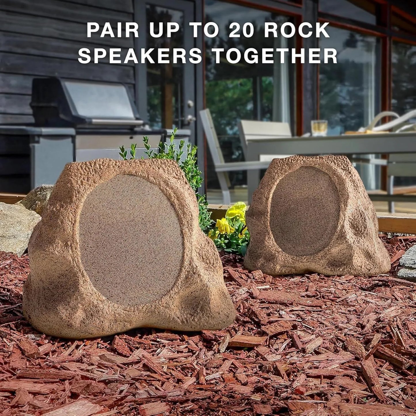 Faux Granite Wireless Outdoor Bluetooth Audio, IP65 Water and Dust Resistant
